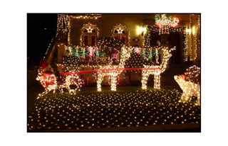 Christmas Lighted Santa and Reindeers