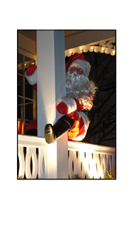 Santa Climbing Porch