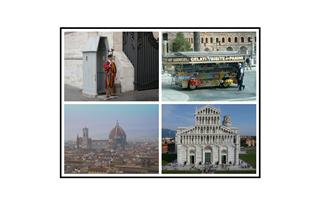 Italy Swiss Guard, Soda and Water Cart in Rome, Florence, Pisa Collage
