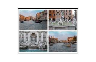 Venice Canals, Rome Trevi Fountain, Fountain Collage