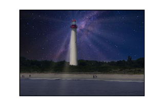 lighthouse with celestial sky