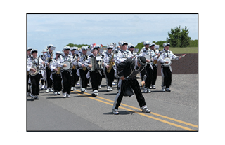 black and white dressed parade