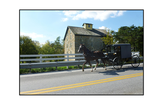 Lancaster Horse and Carriage with Stone House