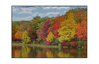 Pocono autumn reflecting lake