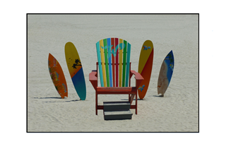 beach chair and surfboards