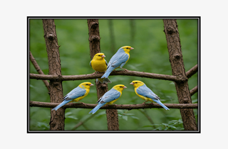 light blue yellow colored canaries
