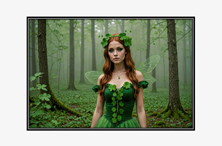 beautiful red haired Irish fairy with 4 leaf cloer