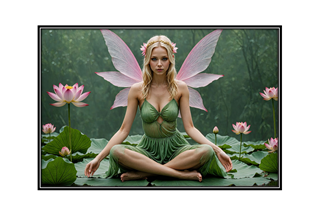 fairy sitting with lotus flowers