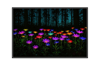 colorful glowing flowers of the night