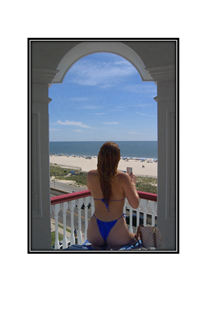 girl in thong overlooking the beach