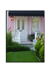 pink house with white door