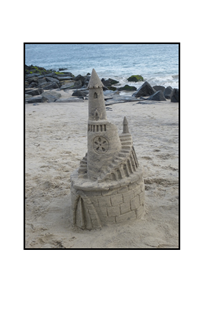 sandcastle with rock background