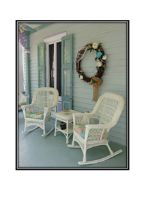 white wicker porch